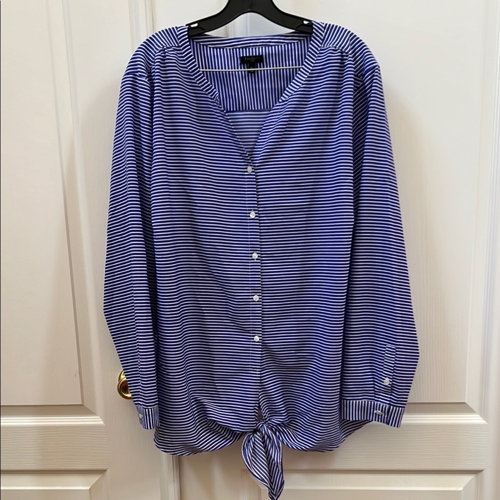 Talbots Blue and White Striped Blouse